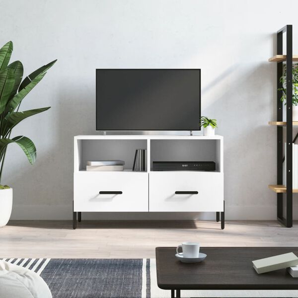 vidaXL Meuble TV Blanc 80x36x50 cm Bois d'ing&eacute;nierie