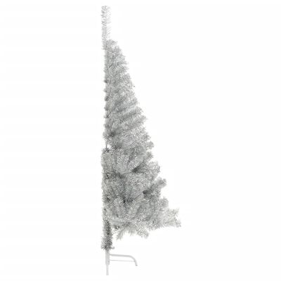 vidaXL Demi sapin de Noël artificiel avec support argenté 180 cm PET