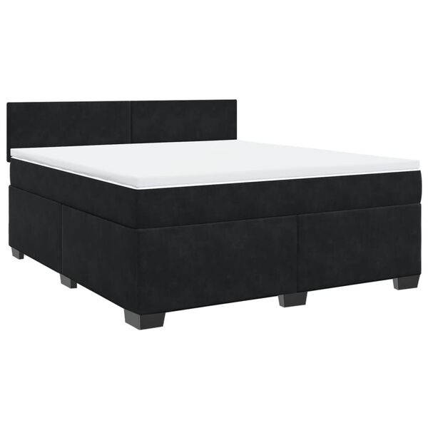 vidaXL Sommier &agrave; lattes de lit avec matelas Noir 180x200 cm Velours