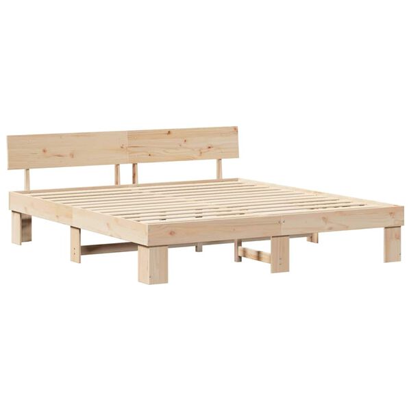 vidaXL Cadre de lit avec t&ecirc;te de lit Marron 200 x 200 cm Pin massif