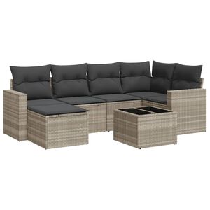 vidaXL Salon de jardin avec coussins 7 pcs gris clair r&eacute;sine tress&eacute;e