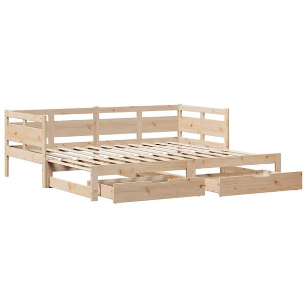 vidaXL Lit de jour avec gigogne et tiroirs sans matelas 90x200 cm