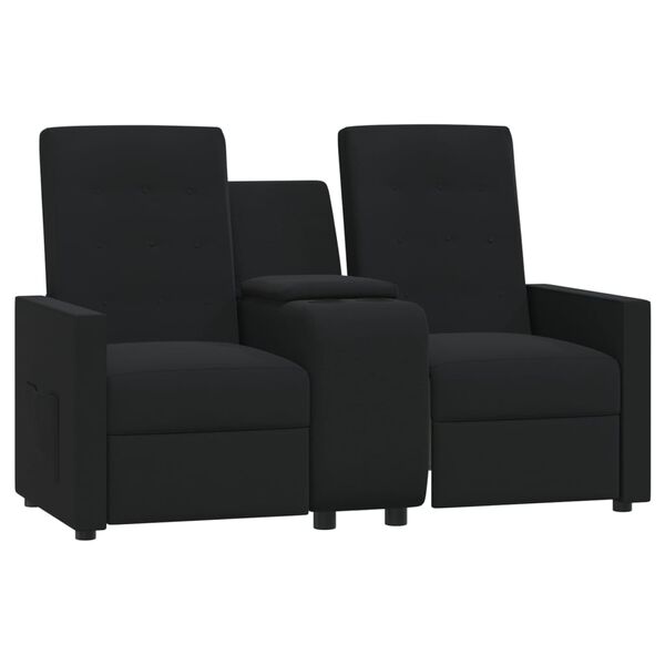 vidaXL Fauteuil inclinable avec porte-gobelet 2 places Noir Tissu
