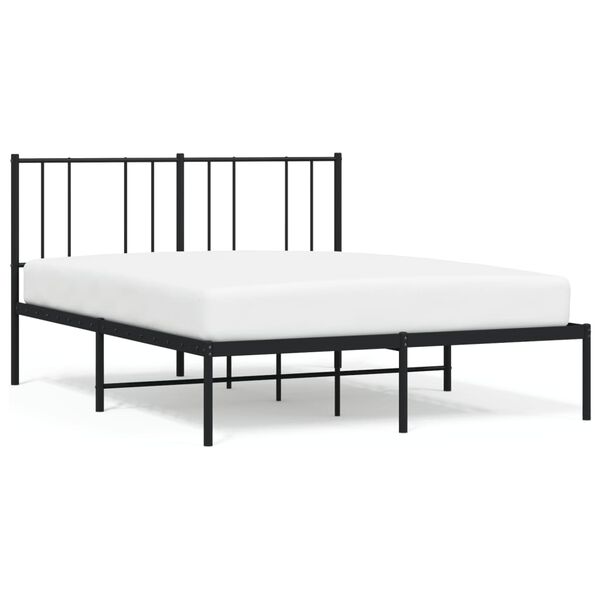 vidaXL Cadre de lit m&eacute;tal sans matelas avec t&ecirc;te de lit noir 120x200cm