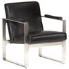 vidaXL Chaise cabriolet Noir 60x73x77 cm Cuir v&eacute;ritable