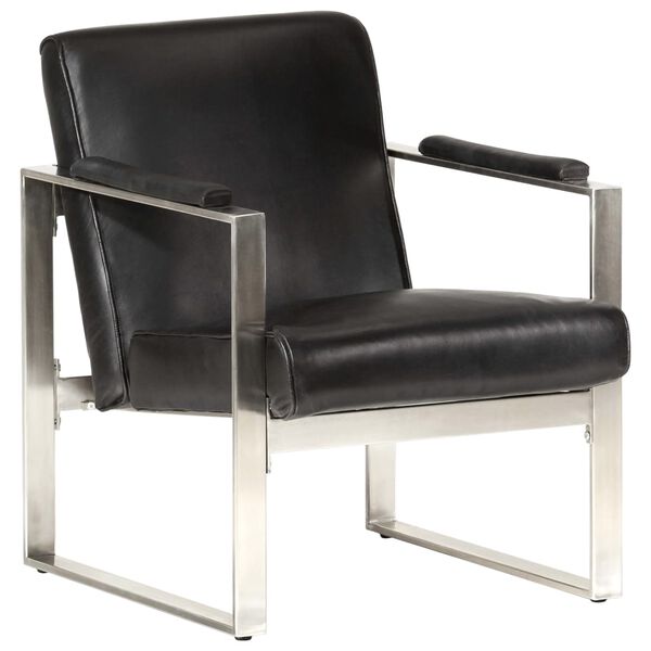 vidaXL Chaise cabriolet Noir 60x73x77 cm Cuir v&eacute;ritable