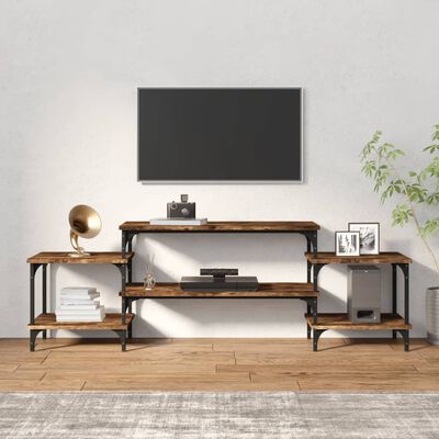 vidaXL Meuble TV Chêne fumé 157x35x52 cm bois d'ingénierie