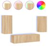 vidaXL Unit&eacute;s murales TV avec LED 4 pcs ch&ecirc;ne sonoma bois d'ing&eacute;nierie