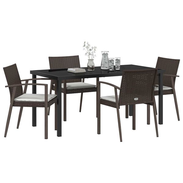 vidaXL Ensemble de salle &agrave; manger pour jardin 5 pcs Marron et Noir