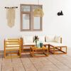 vidaXL Salon de jardin 6 pcs avec coussin Cr&egrave;me Bois d'acacia solide