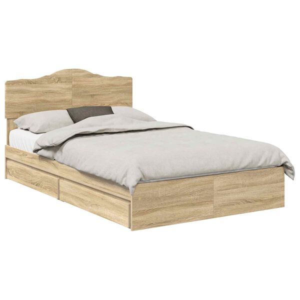 vidaXL Lit de Rangement Ch&ecirc;ne Sonoma 120 x 190 cm Bois d'ing&eacute;nierie