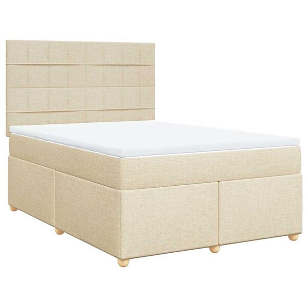 vidaXL Sommier &agrave; lattes de lit avec matelas Cr&egrave;me 140x190 cm Tissu