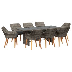 vidaXL Ensemble de salle &agrave; manger pour jardin 9 pcs Gris polyrotin