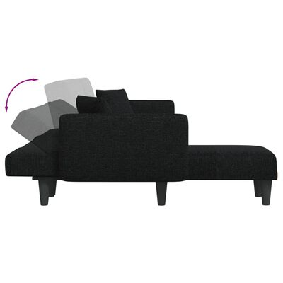 vidaXL Canapé-lit en forme de L noir 275x140x70 cm tissu