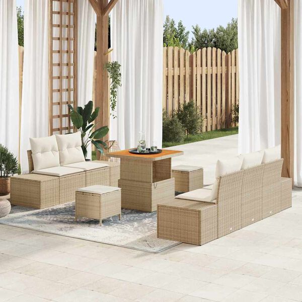 vidaXL Ensemble de canap&eacute; de jardin avec coussin 8 pcs Beige et cr&egrave;me