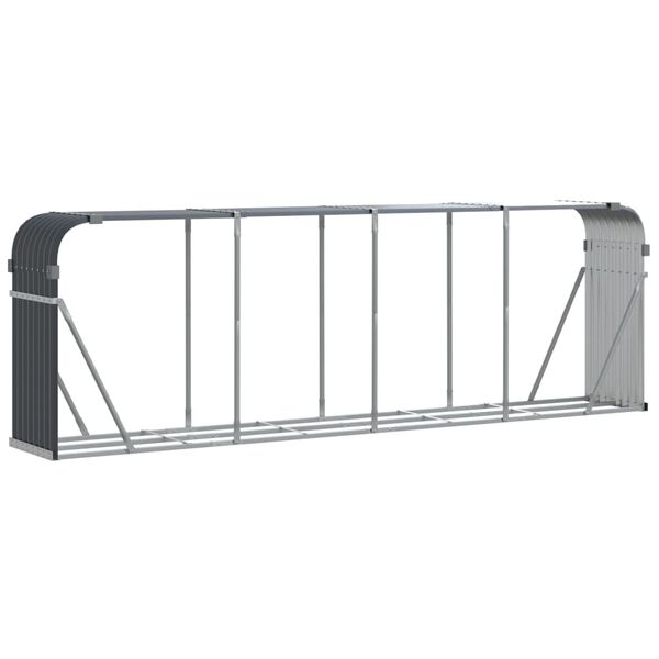 vidaXL Porte-bûches anthracite 300x45x100 cm acier galvanisé