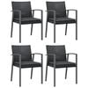 vidaXL Chaises de jardin et coussins lot de 4 noir 56,5x57x83 cm rotin