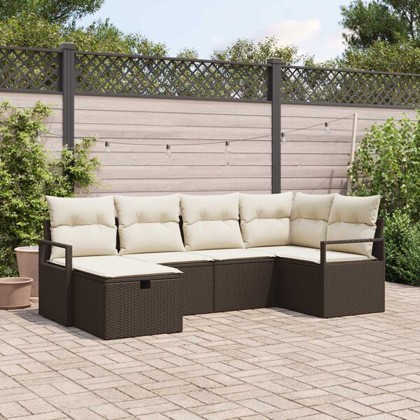 vidaXL Ensemble de canap&eacute; de jardin 6 pcs Marron Poly rotin