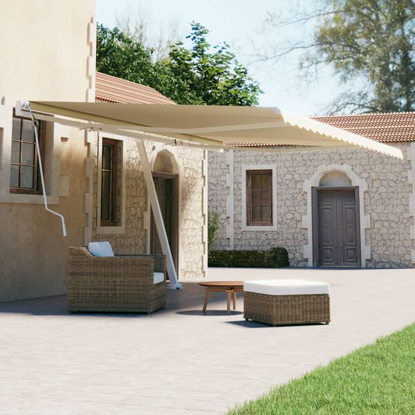 vidaXL Auvent manuel r&eacute;tractable sur pied 500x300 cm Cr&egrave;me