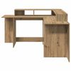 vidaXL Bureau avec lumi&egrave;res LED ch&ecirc;ne artisanal bois d'ing&eacute;nierie