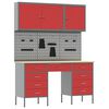 vidaXL Placard de travail 8 pi&egrave;ces Rouge Bois d'ing&eacute;nierie et acier