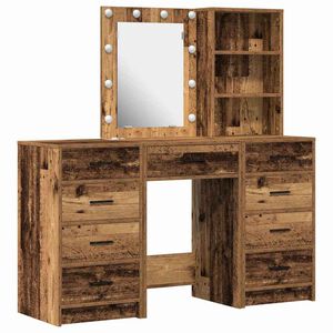 vidaXL Table de Toilette avec tiroir 3 pcs Marron Bois d'ing&eacute;nierie