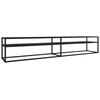 vidaXL Meuble TV Marbre noir 220x40x40,5 cm Verre tremp&eacute;