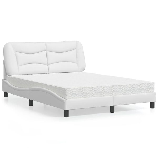 vidaXL Lit avec matelas Hvar blanc 140x200 cm similicuir