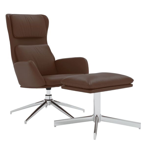vidaXL Chaise de relaxation avec tabouret Marron brillant Similicuir