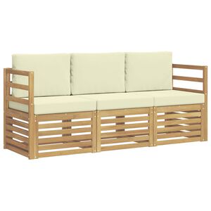 vidaXL Ensembles de canap&eacute;s 3 pc Blanc et cr&egrave;me Polyester