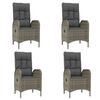 vidaXL Ensemble &agrave; manger de jardin 5 pcs coussins gris r&eacute;sine tress&eacute;e