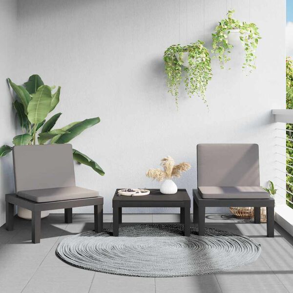 vidaXL Chaise longue avec coussins anthracite PP