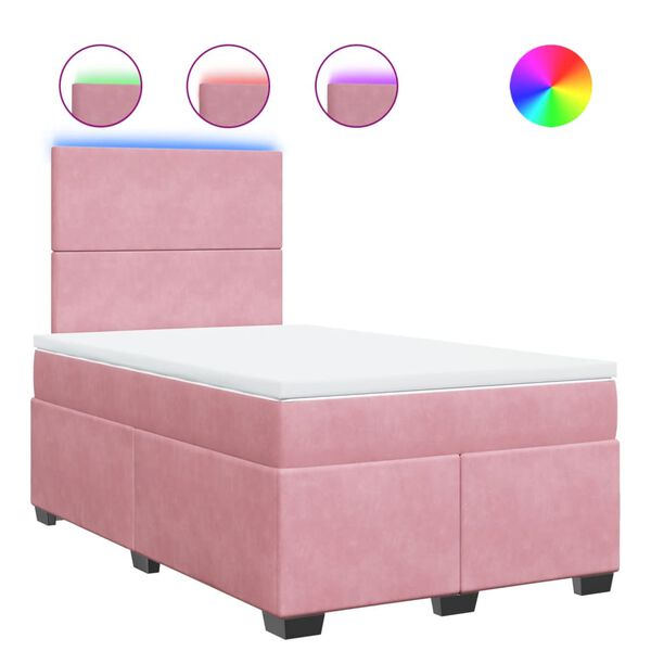 vidaXL Sommier &agrave; lattes de lit avec matelas Rose 120x200 cm Velours