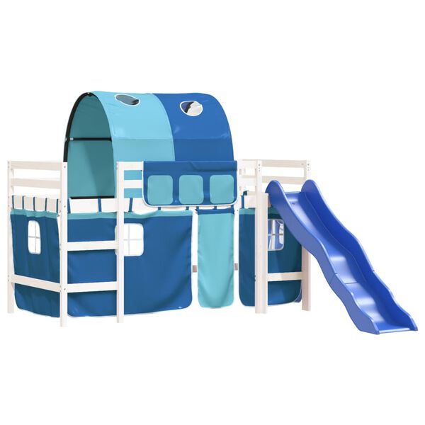 vidaXL Lit mezzanine enfants avec tunnel sans matelas bleu 80x200 cm