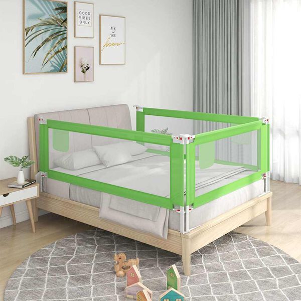 vidaXL Barri&egrave;re de s&eacute;curit&eacute; de lit d'enfant Vert 180x25 cm Tissu