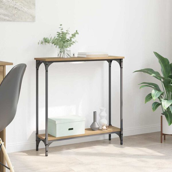 vidaXL Table console avec &eacute;tag&egrave;re Ch&ecirc;ne artisanal 75 x 22,5 x 75 cm