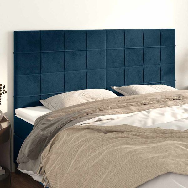 vidaXL T&ecirc;te de lit Bleu fonc&eacute; 200 x 5 x 118/128 cm Velours