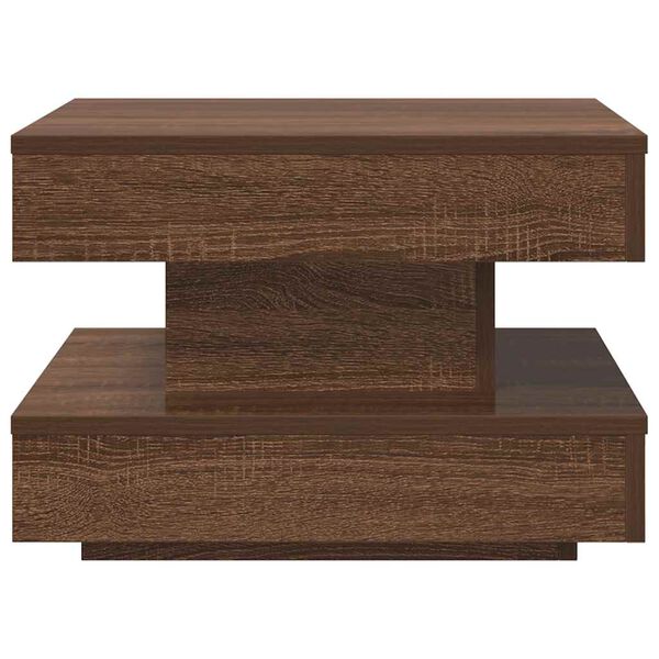 vidaXL Table basse rotative &agrave; 360 degr&eacute;s ch&ecirc;ne marron 50x50x34,5 cm