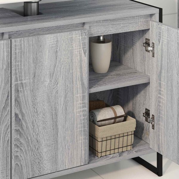 vidaXL Cabinet de salle de bain avec porte Gris Sonoma 90 x 30 x 60 cm