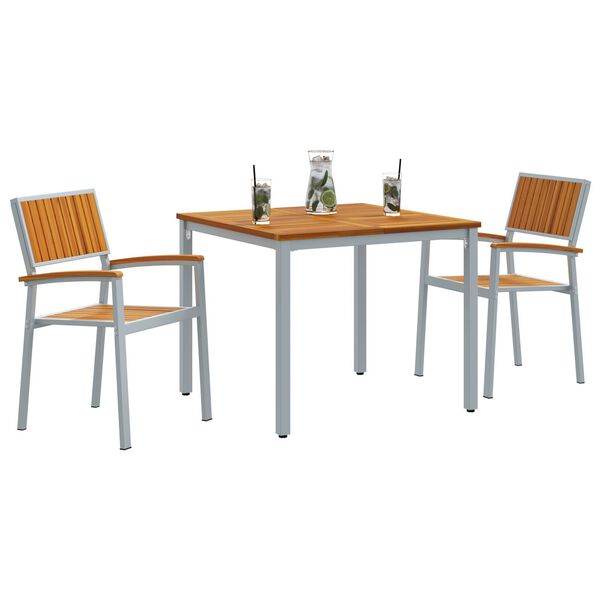 vidaXL Ensemble de salle &agrave; manger pour jardin 3 pcs Gris et marron