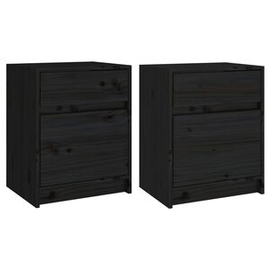 vidaXL Tables de chevet 2 pcs Noir 40x31x50 cm Bois de pin massif