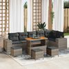 vidaXL Ensemble de canap&eacute; de jardin avec coussin 10 pcs Gris polyrotin