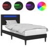 vidaXL Cadre de lit avec bandes LED Noir 90 x 190 cm Simili cuir