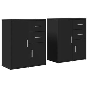 vidaXL Buffets 2 pcs noir 60x31x70 cm bois d'ing&eacute;nierie