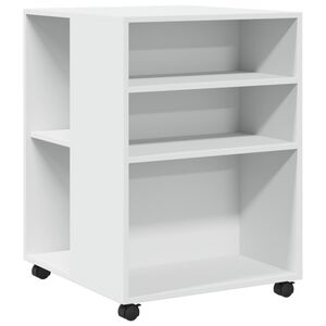 vidaXL Table d'appoint avec roues blanc 55x60x78 cm bois d'ing&eacute;nierie