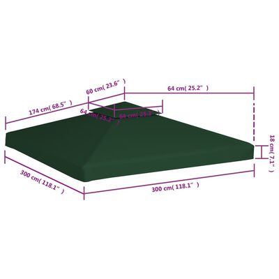 vidaXL Recouvrement de remplacement d'auvent 310 g/m² 3 x 3 m Vert