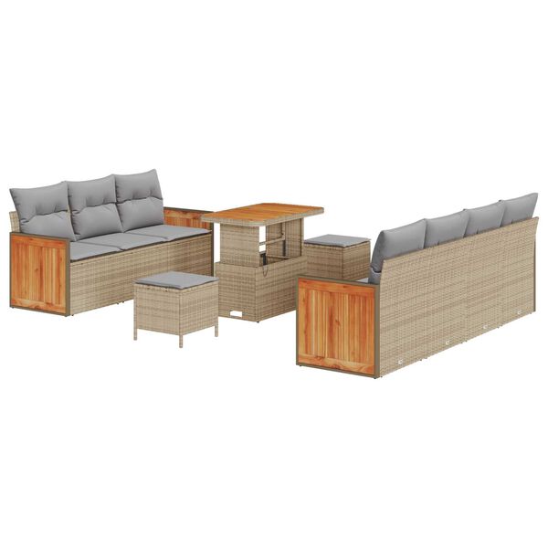 vidaXL Ensemble de canap&eacute; de jardin 10 pcs Beige et gris clair