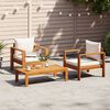 vidaXL Salon de jardin avec coussins 3 pcs bois massif d'acacia