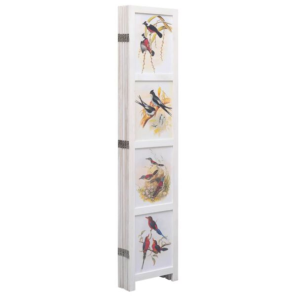 vidaXL Cloison de séparation 5 panneaux Blanc 175x165 cm Oiseaux