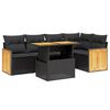 vidaXL Salon de jardin 6 pcs avec coussins noir r&eacute;sine tress&eacute;e